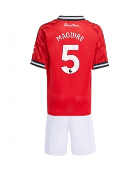 Manchester United Harry Maguire #5 Maglia Gara Casa Repliche 2025-26 Bambino Maniche Corte